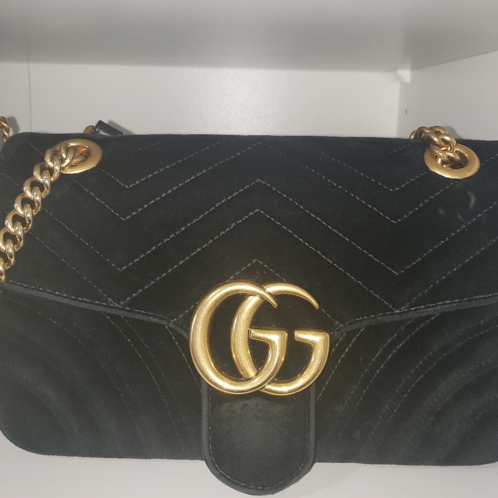 ❌SOLD❌ GUCCI Black Velvet Small GG Marmont - Picture 15 of 16